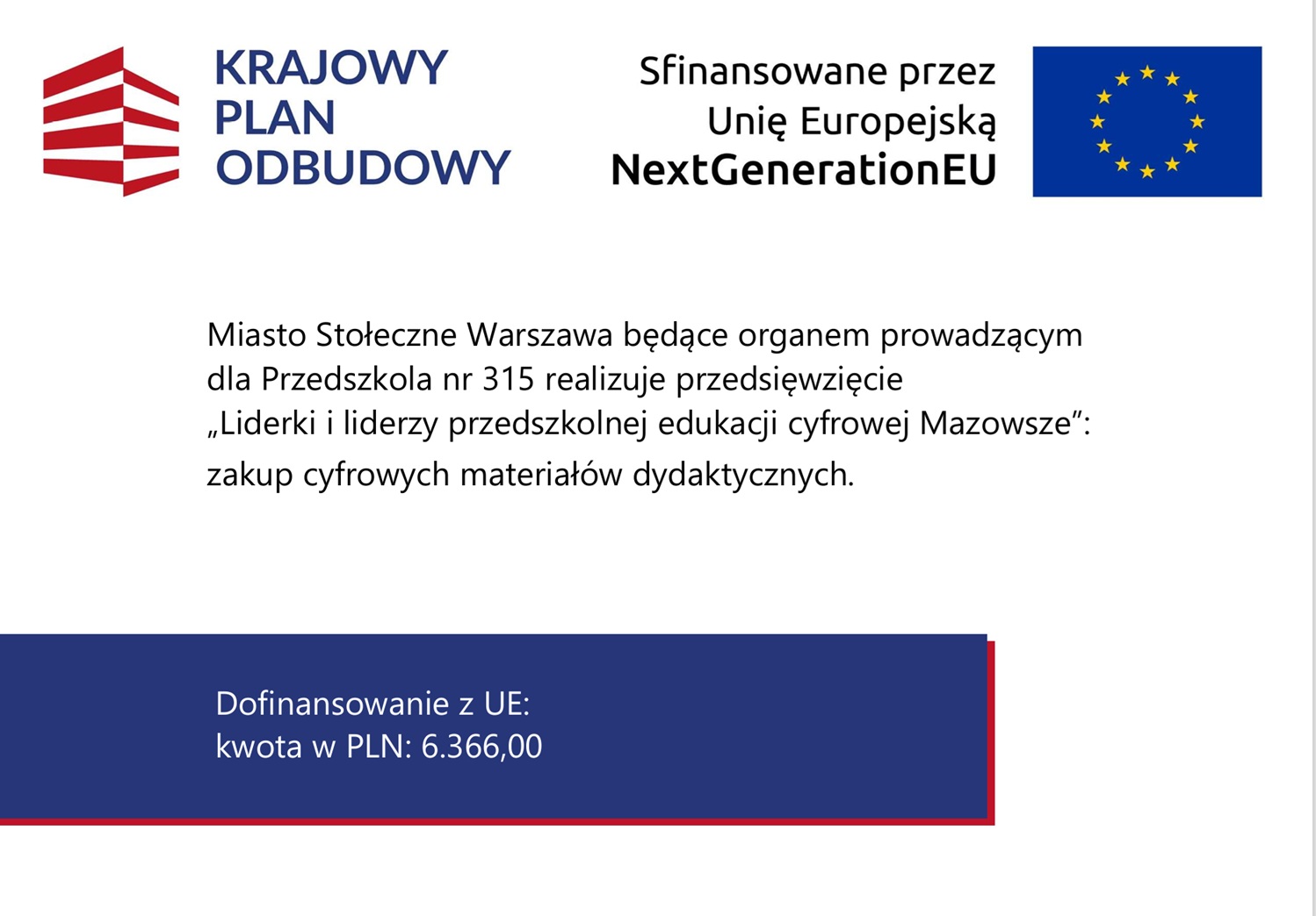 Dofinansowanie przedszkole